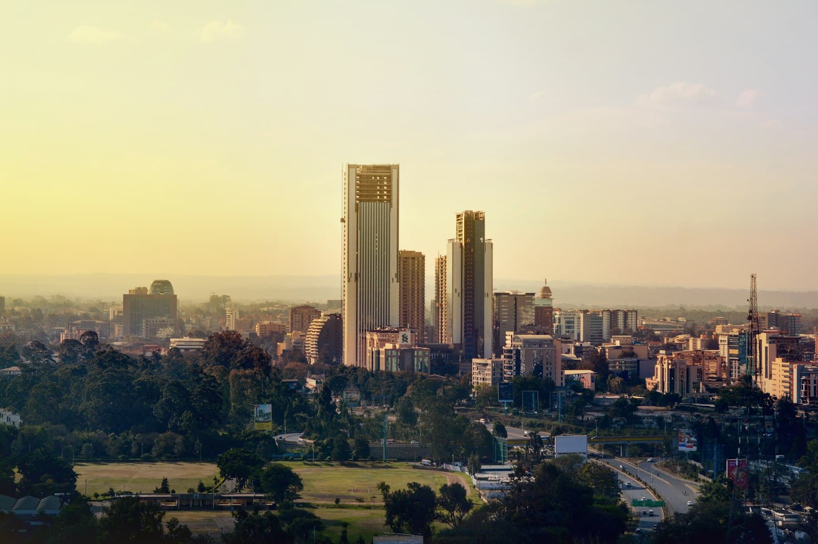 The Nairobi skyline at dusk